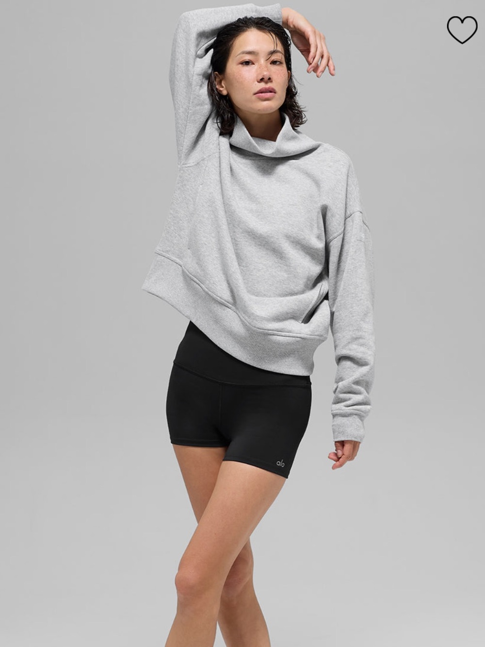 ALO HAZY MOCK NECK PULLOVER IN ATHLETIC HEATHER GRAY SIZE XS